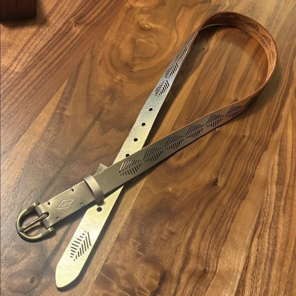 NEW Fossil Gold Leather Belt with Cutouts - M